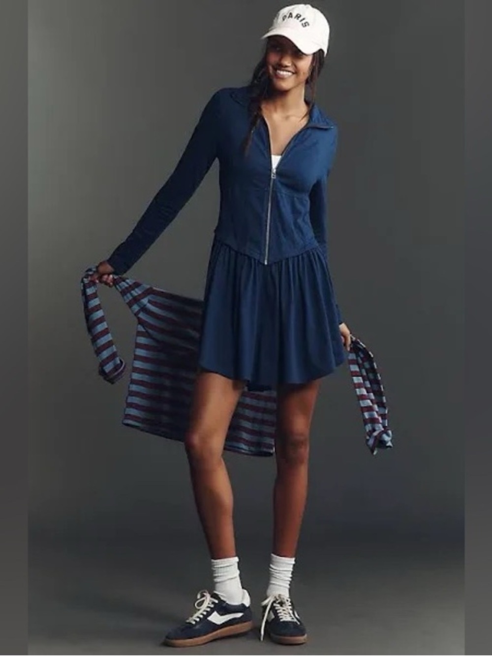 Anthropologie Daily Practice Taylor Long Sleeve Zip Front Mini Dress NWT